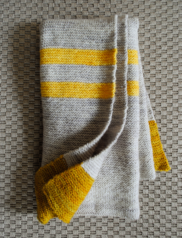 Yellow & Grey Knit Baby Blanket Maker Crate